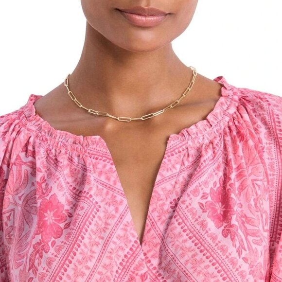 128$ Vineyard Vines V-Neck Pullover Blouse Top Long Sleeves Women's Size L Pink - Picture 5 of 5